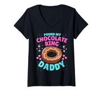 Womens Pound My Chocolate Ring Daddy Embarrassing Inappropriate V-Neck T-Shirt