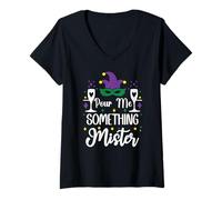 Women's Pour Me Something Mister Mardi Gras Party Funny Drinking V-Neck T-Shirt