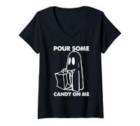Womens Pour Some Candy on Me Halloween Ghost Trick Or Treat Costume V-Neck T-Shirt