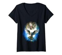 Womens Pouring Out The Holy Spirit Dove of Peace New Wine V-Neck T-Shirt