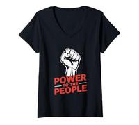 Women's Power 4 People Bold Unity Empowerment V-Neck T-Shirt