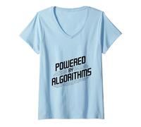 Womens Powered by Algorithms Math Nerd Funny V-Neck T-Shirt