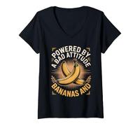 Women's Powered by Bananas and a Bad Attitude Capuchin Monkey V-Neck T-Shirt