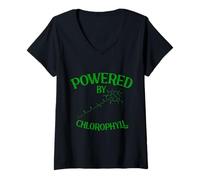 Women's Powered By Chlorophyll Chemist Botany Botanist Chemistry V-Neck T-Shirt