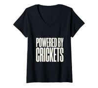 Women's Powered By Crickets Funny Reptile Keeper Feeder V-Neck T-Shirt