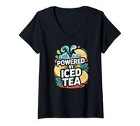 Womens Powered by Iced Tea Citrus Splash Fun V-Neck T-Shirt