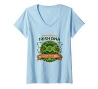 Women's Powered by Irish DNA Redheads Funny Ginger Humor Graphics V-Neck T-Shirt