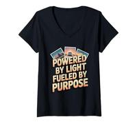 Womens Powered by Light Fueled by Purpose Optimist Adventure V-Neck T-Shirt