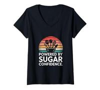 Women's Powered by Sugar and Confidence Baker Quote V-Neck T-Shirt