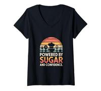 Women's Powered by Sugar and Confidence Baker Quote V-Neck T-Shirt