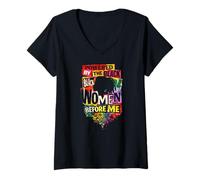 Women's Powered by the Black Women Before me Empowerment Pride V-Neck T-Shirt