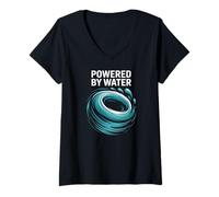 Womens Powered by Water Enthusiast Spirit V-Neck T-Shirt