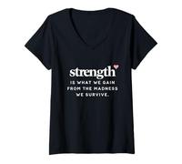 Women's Powerful Strength is What We Gain from The Madness Survive V-Neck T-Shirt