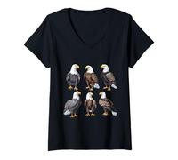 Women's Powerful White Headed Bird of Prey Art Design V-Neck T-Shirt