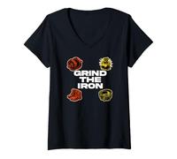 Women's Powerlifting Gym Weightlifting Grind The Iron V-Neck T-Shirt