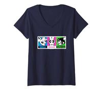 Womens Powerpuff Girls Bubbles Blossom Buttercup V-Neck T-Shirt