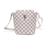 Womens Practical PU Leather Lightweight Printed Messenger Sling Shopper Handbag Shoulder Crossbody Bag - CREAM v1