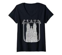 Womens Prague Czech Republic ex Czechoslovakia Souvenir Prague V-Neck T-Shirt