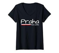 Womens Praha Ceska Republika, Czech Flag, Czech Republic Prague V-Neck T-Shirt