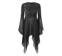 Women's Praise Dance Dress Glitter Sequin Sleeveless Gradient Mesh Irregular Hem Liturgical Worship Lyrical Outfit