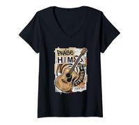 Women's Praise Him with Strings Christian Guitar Worship Music Faith V-Neck T-Shirt