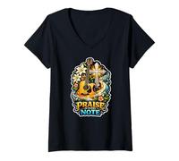 Women's Praise in Every Note Acoustic Melody V-Neck T-Shirt