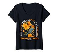 Womens Praise The Lord Psalm Bird Jesus Bible Christian Womens Mens V-Neck T-Shirt