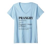 Womens Prangry Pregnancy Funny Pregnant Mom to Be Future Mother Eat V-Neck T-Shirt
