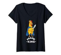 Women's Prank King Rubber Chicken Funny April Fools Day Prankster V-Neck T-Shirt