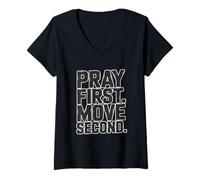 Women's Pray First. Move Second. V-Neck T-Shirt