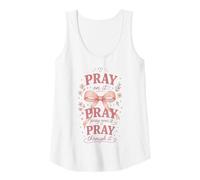 Womens Pray On It Pray Over It Pray Through It Faith Floral Tank Top