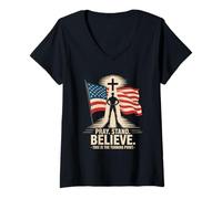Womens Pray Stand Believe This is The Turning Point V-Neck T-Shirt