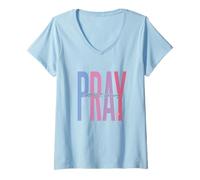 Women's Pray Without Ceasing Christian Bible Verse V-Neck T-Shirt