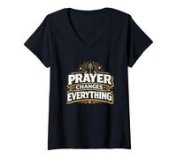 Women's Prayer Changes Everything - Christian Pray Saying V-Neck T-Shirt