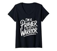 Women's Prayer Warrior Evangelical Christian Faith Message V-Neck T-Shirt