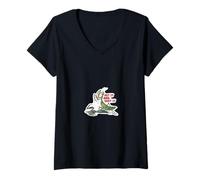 Womens Praying Mantis Illustration Dark Humor Insect Artwork V-Neck T-Shirt