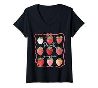Womens Pre-K is My Jam Strawberry Bow 1st Day of School Teacher Kid V-Neck T-Shirt