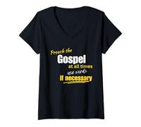 Womens Preach The Gospel Use Words If Necessary Christian Design V-Neck T-Shirt
