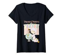 Womens Precious Moments Christmas Around The Fireplace Cute Retro V-Neck T-Shirt