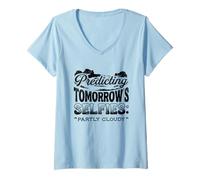 Women's Predicting Tomorrows Selfies Partly Cloudy Meteorologist V-Neck T-Shirt