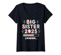 Women's Pregnancy Announcement Delight Proud Sister Joy Unfolds V-Neck T-Shirt