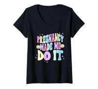 Women's Pregnancy Made Me Do It Humorous Pregnancy Announcement V-Neck T-Shirt