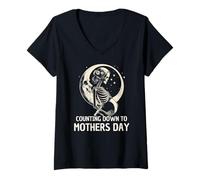 Women's Pregnancy Skeleton Counting Down to Mothers Day V-Neck T-Shirt