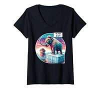 Womens Prehistoric Extinctic Animals and Woolly Mammoths V-Neck T-Shirt