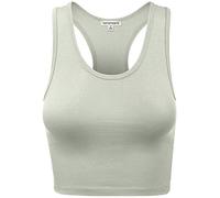 Women's Premium Cotton Racerback Lingerie Camisole Tank Basic Crop Tops, 001-light Sage-1, Medium