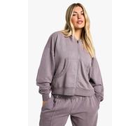 Womens Premium Heavyweight Overdyed Zip Through Hoodie - Purple - S, Purple