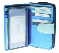 Women's Premium Leather Zipped Multi Colour Wallet in Blue Shades