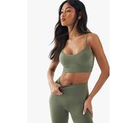 Womens Premium Sculpt Seamless Ribbed Detail Light Support Sports Bra - Green - L, Green