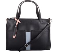 Womens Premium Soft Genuine Leather Twin Tote Style Shoulder Handbag with Detachable Shoulder Strap - Aqua / Ivory VALITA Black One Size