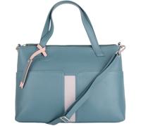 Womens Premium Soft Genuine Leather Twin Tote Style Shoulder Handbag with Detachable Shoulder Strap - Aqua / Ivory VALITA Aqua One Size